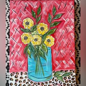 Bright yellow sunflower painting